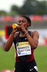 Perri Shakes-Dayton celebrates running her fastest 400 metres Hurdles race of the season, 2011 Aviva London Grand Prix